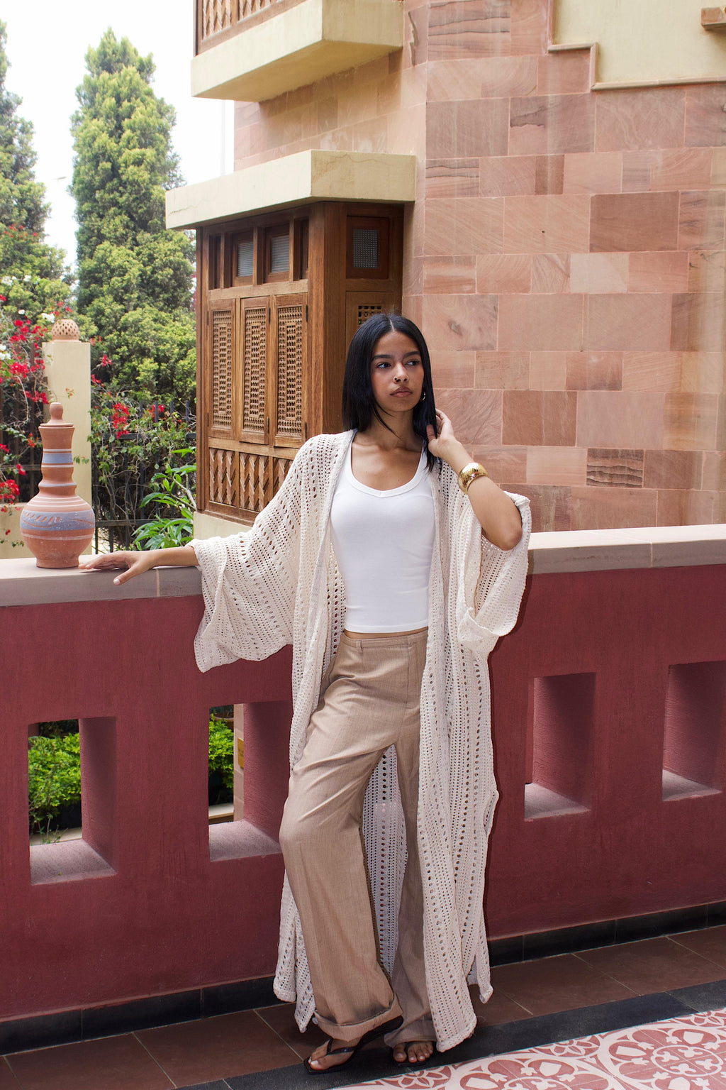 CROCHET CARDIGAN - BEIGE