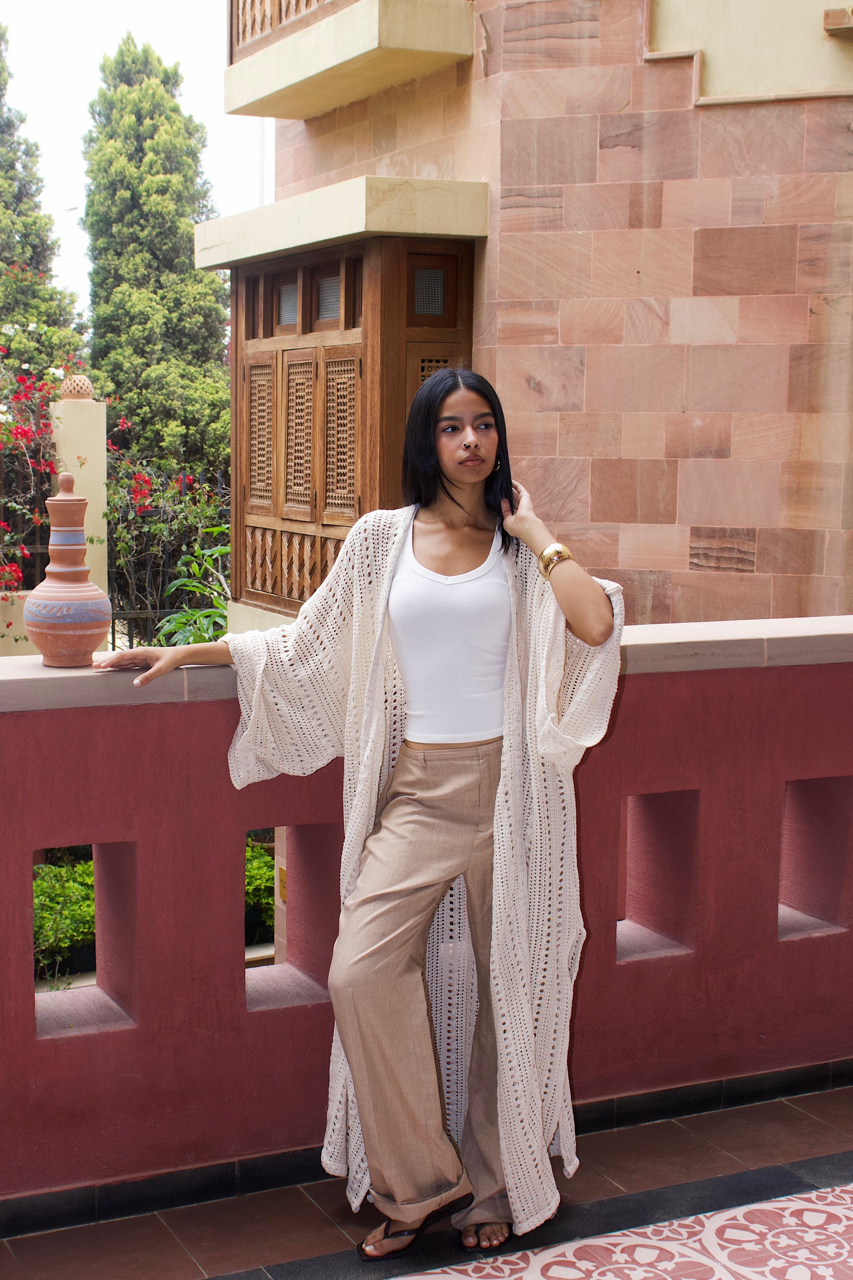 CROCHET CARDIGAN - BEIGE