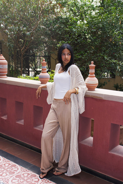 CROCHET CARDIGAN - BEIGE