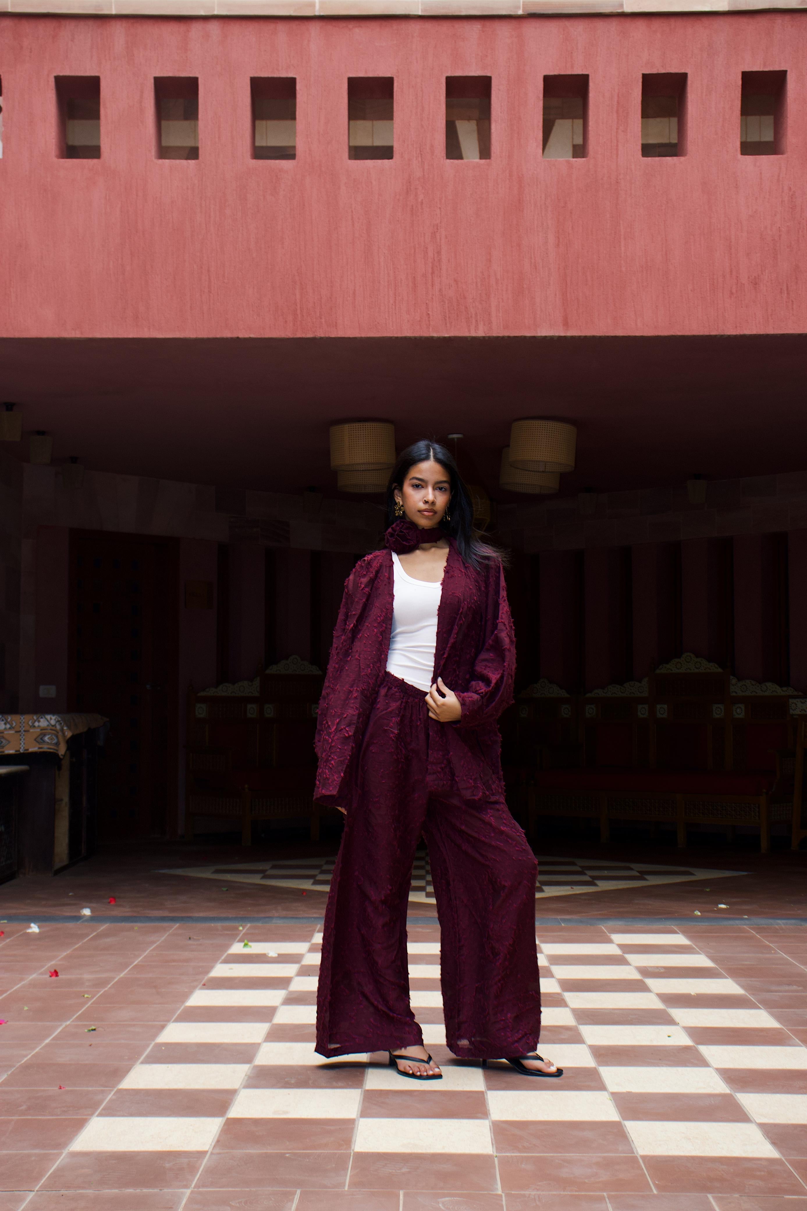 FLOWER SET - BURGUNDY