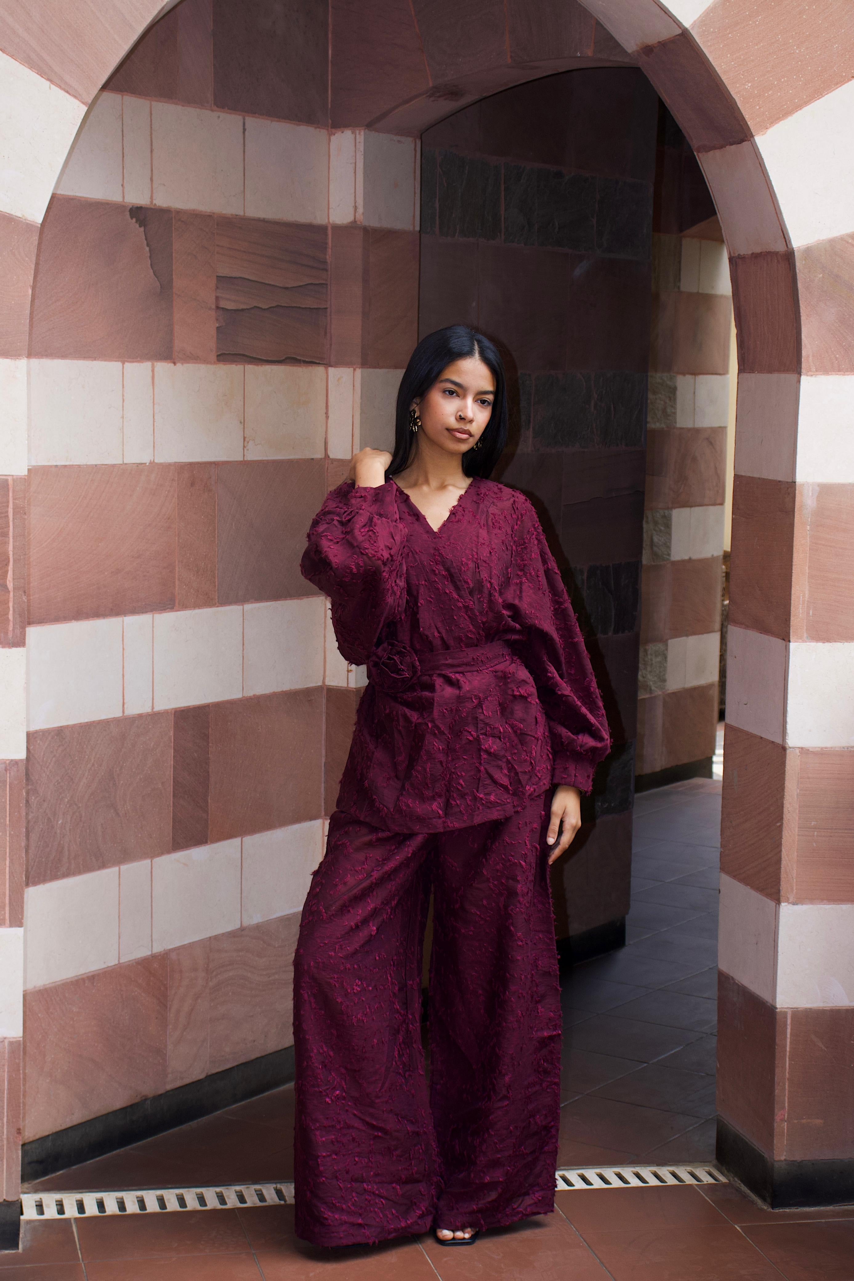 FLOWER SET - BURGUNDY