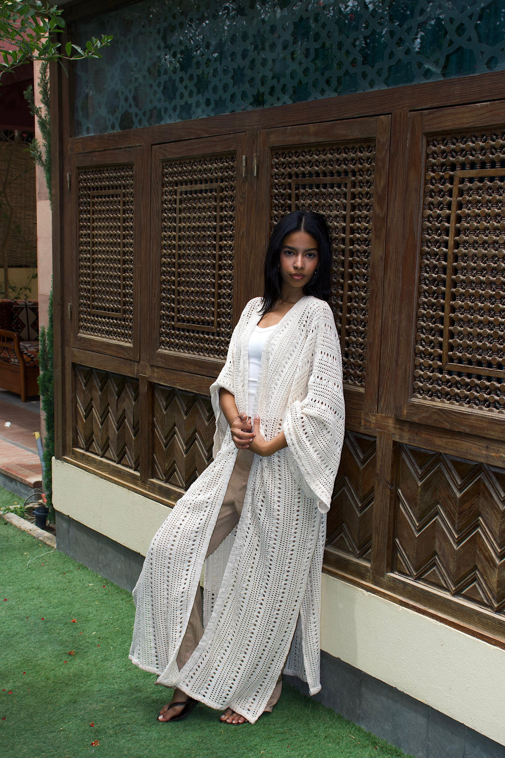 CROCHET CARDIGAN - BEIGE