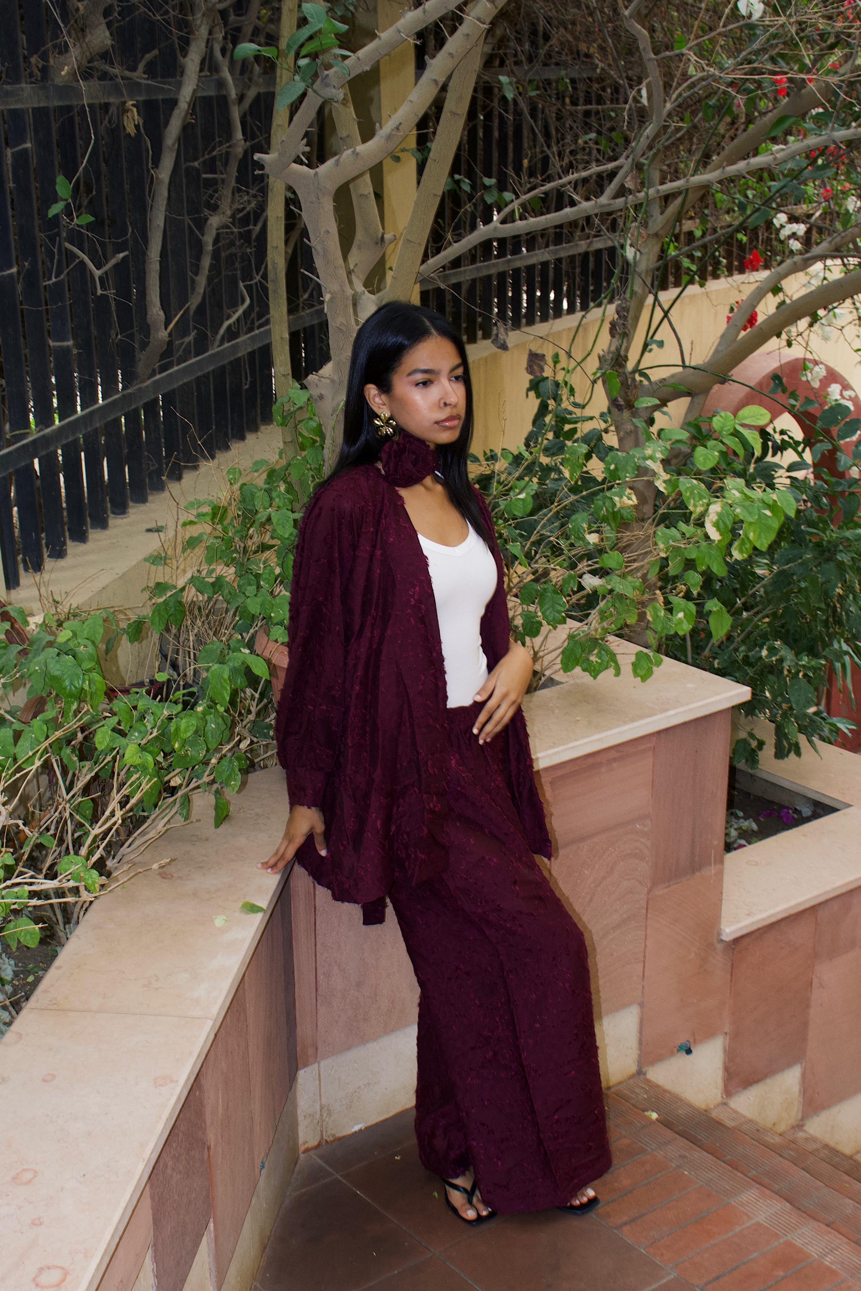 FLOWER SET - BURGUNDY